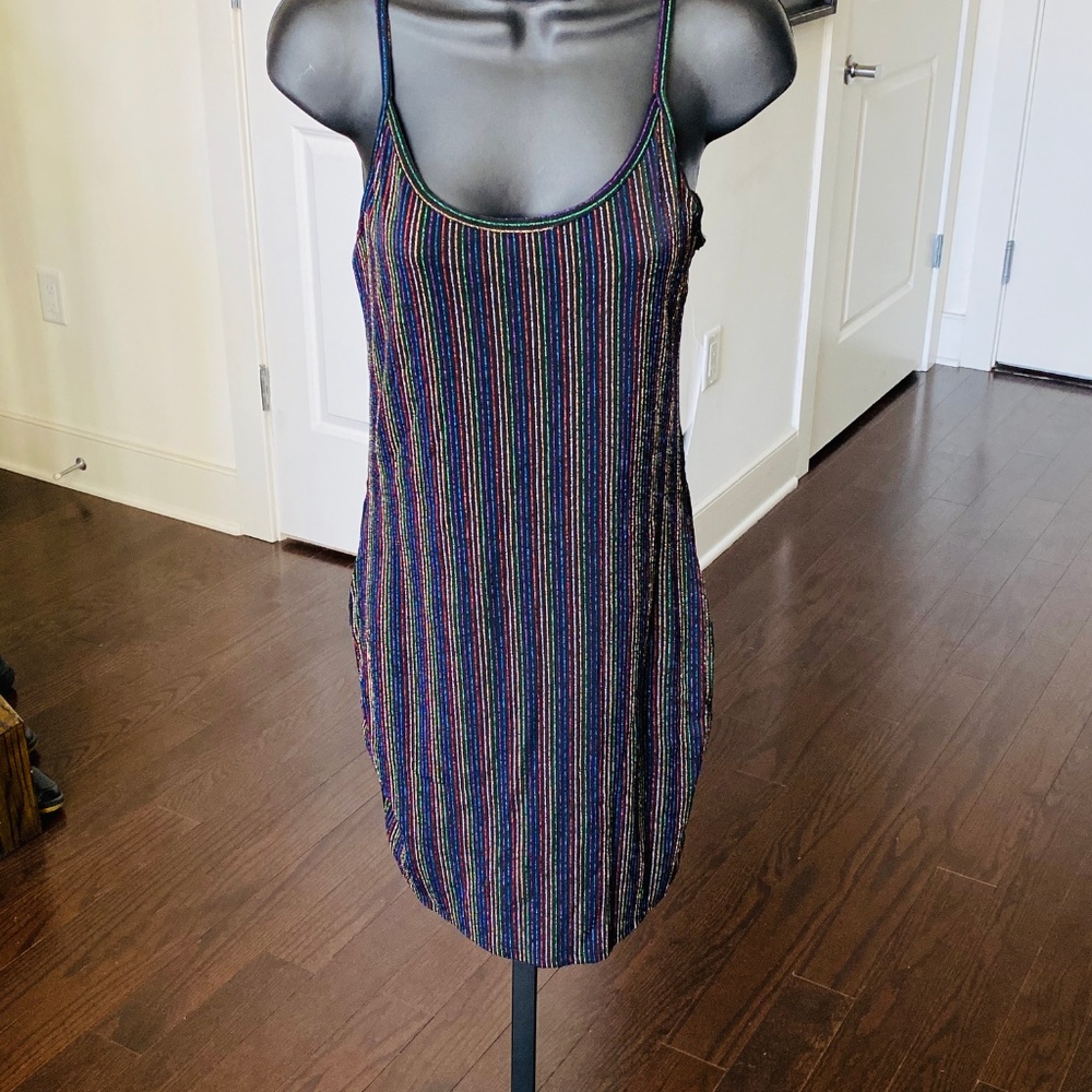 Publik Multi-Color Metallic Striped Camisole Dress_2